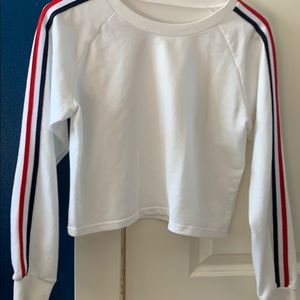 Striped long cropped shirt